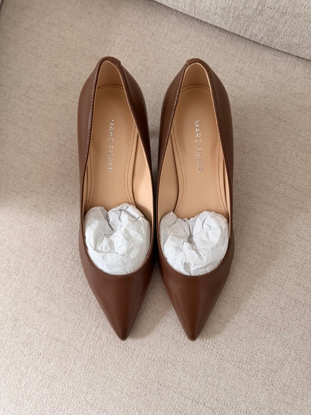 Marc Fisher Alola Brown Leather Pointed Toe Pumps 6.5